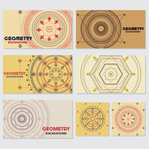 Old retro geometry Vintage style background Design Template vector