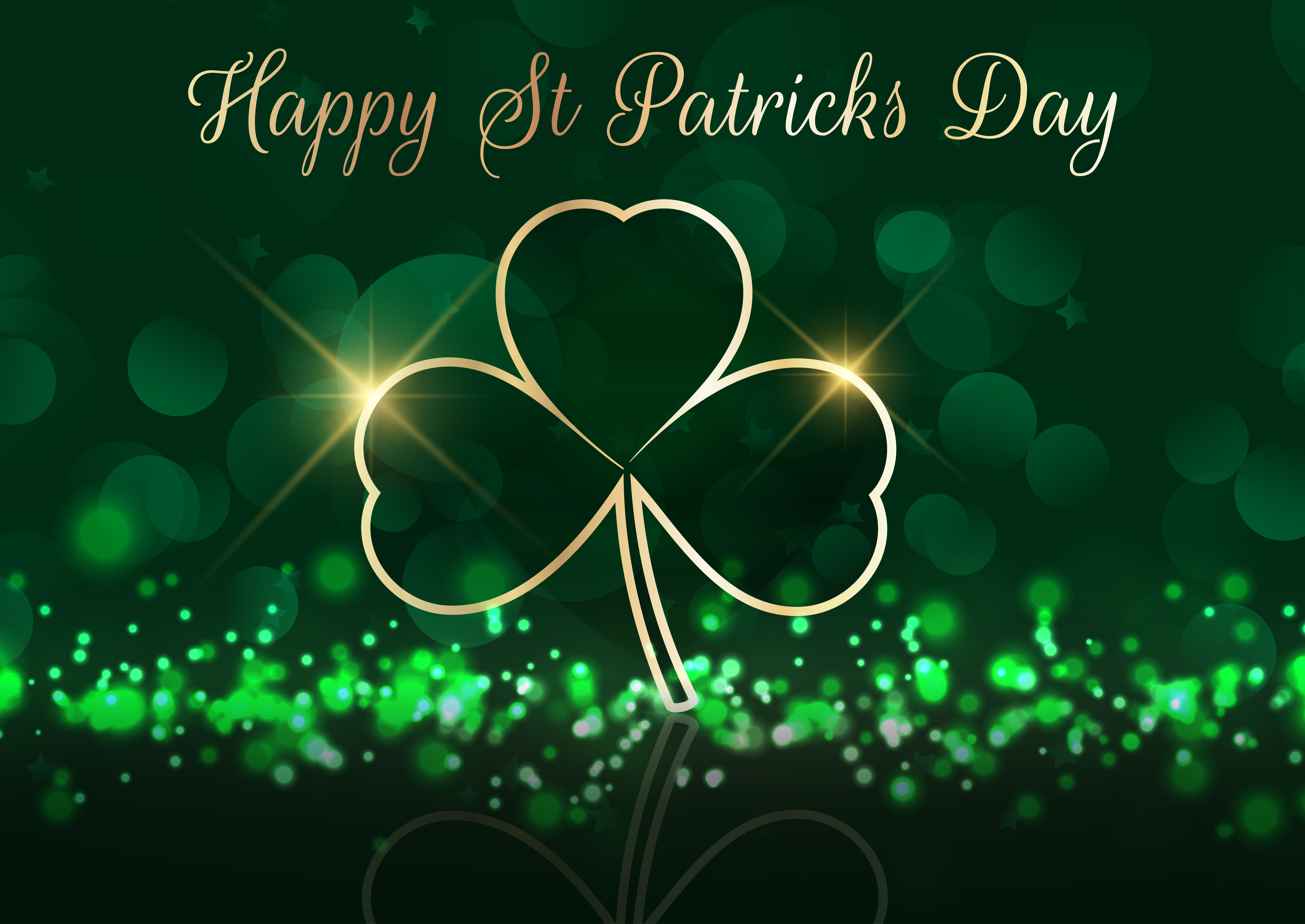 St Patrick's Day background with shamrock on bokeh lights - Download