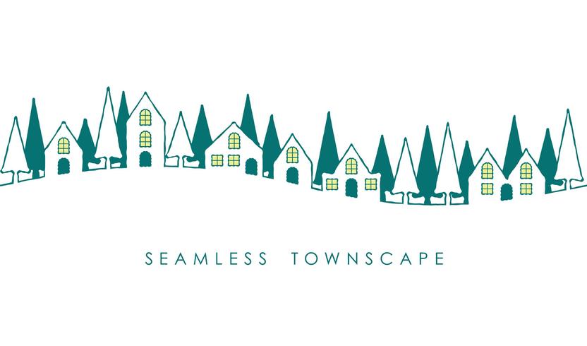 Seamless townscape, vector illustration.