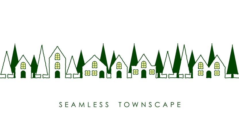 Seamless townscape, vector illustration. 