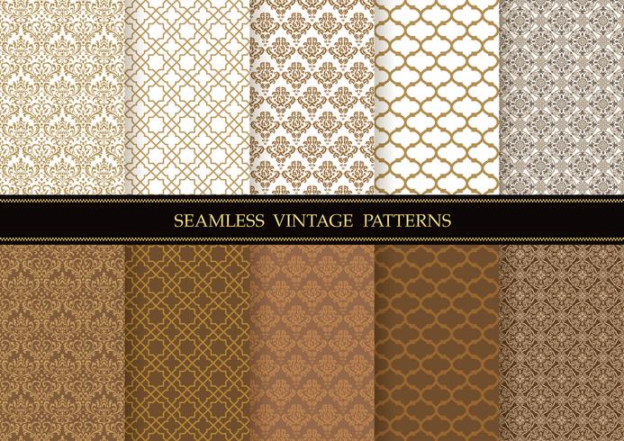 Set of damask vintage seamless patterns. vector