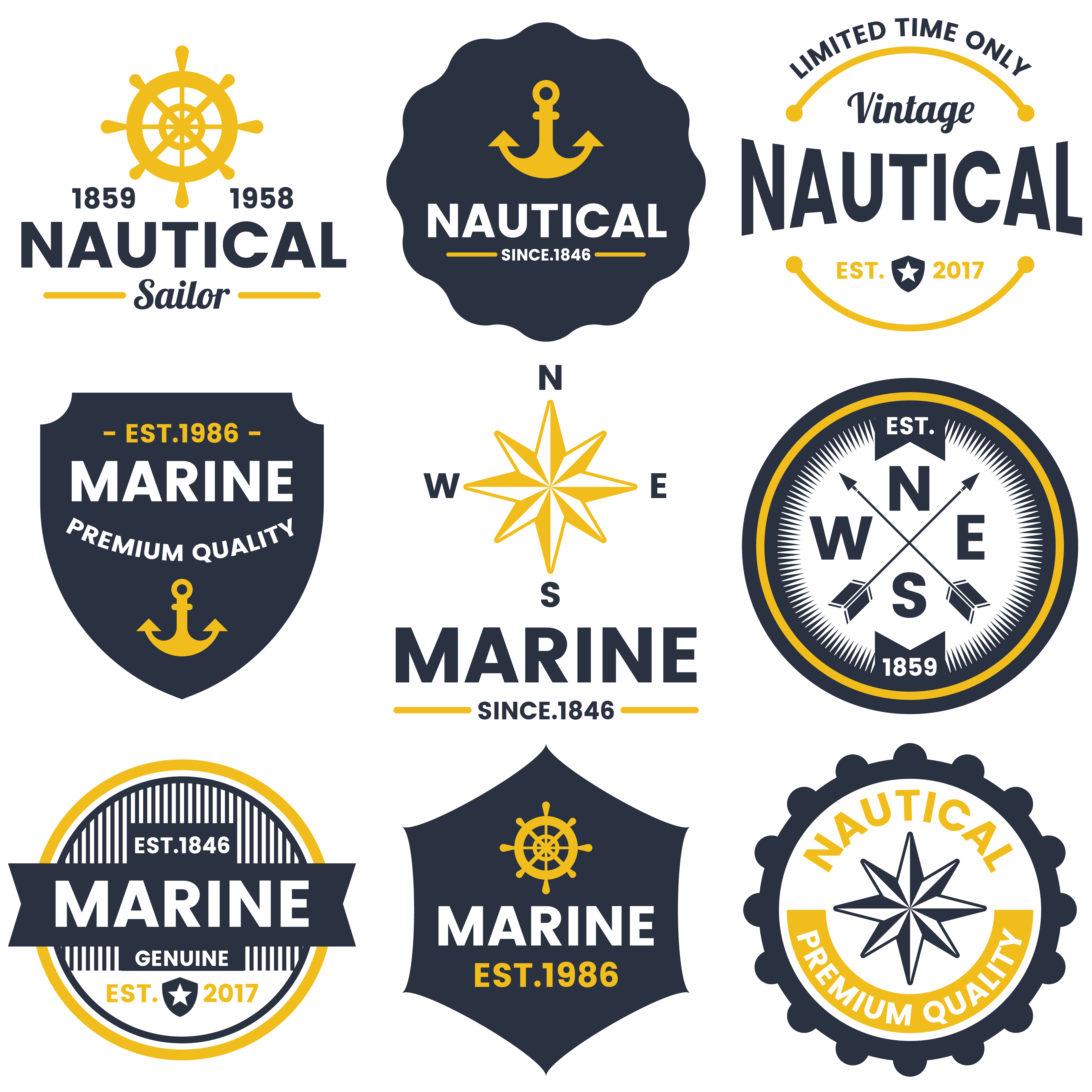  nautical Retro Vector Logo for banner Download Free 