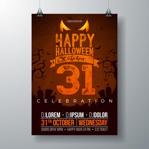 Ilustración de vector de Halloween fiesta flyer