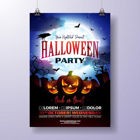 Ilustración de vector de Halloween fiesta flyer