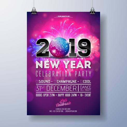 New Year Party Celebration Poster Template Illustration  vector