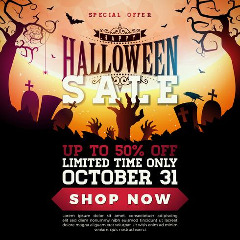 Halloween Sale banner illustration vector