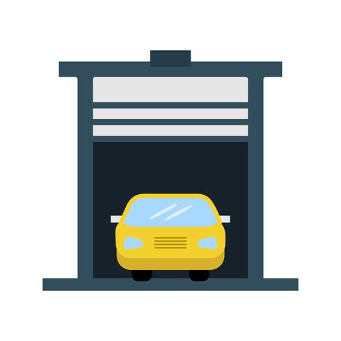 Car in garage flat multi color icon vector