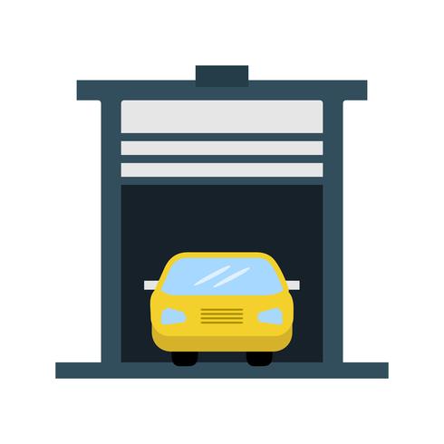 Car in garage flat multi color icon vector