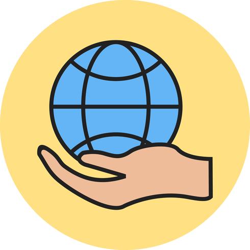 Global hand line filled icon vector