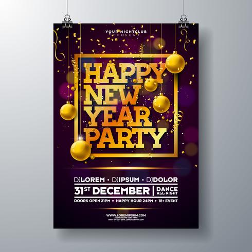 New Year Party Celebration Poster Template Illustration  vector