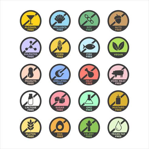 Allergen icons set. vector