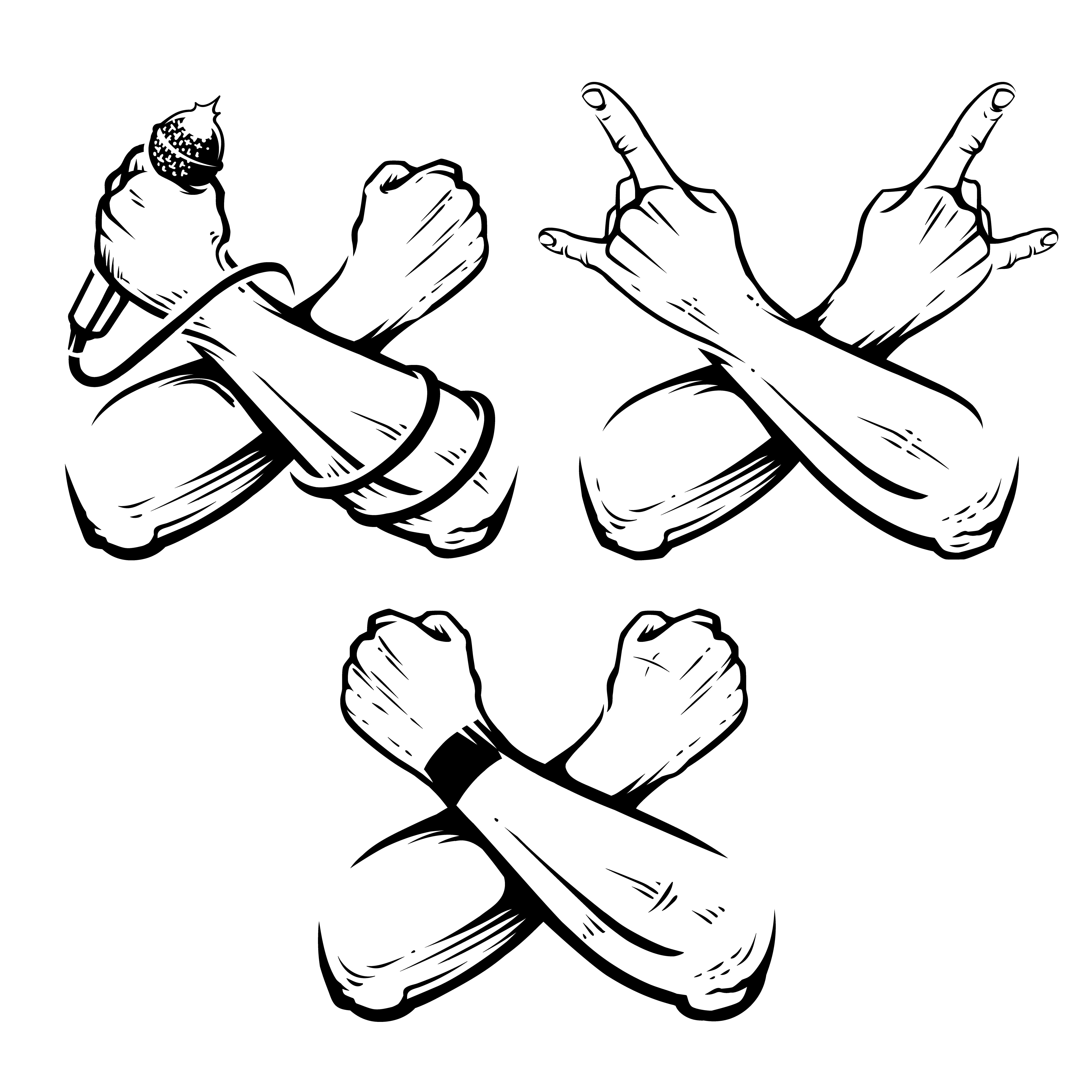 Crossed Hands Rock Vector Set - Download Free Vectors, Clipart Graphics