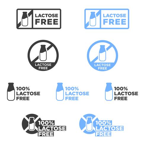 Lactose free icons set. vector