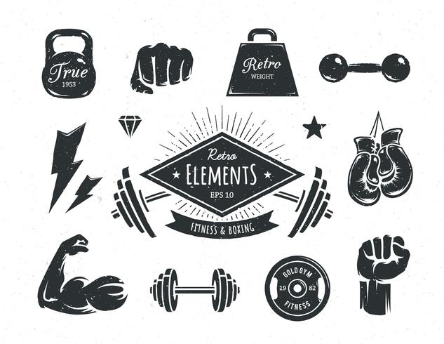 Retro Fitness Elements vector