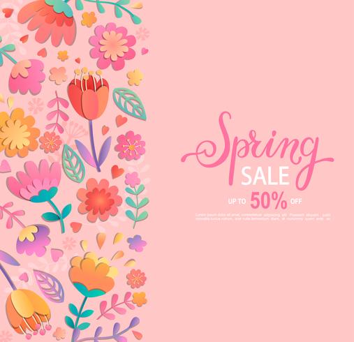 Spring sale banner. vector