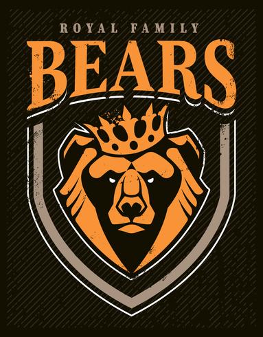 Diseño del emblema de la mascota del oso vector