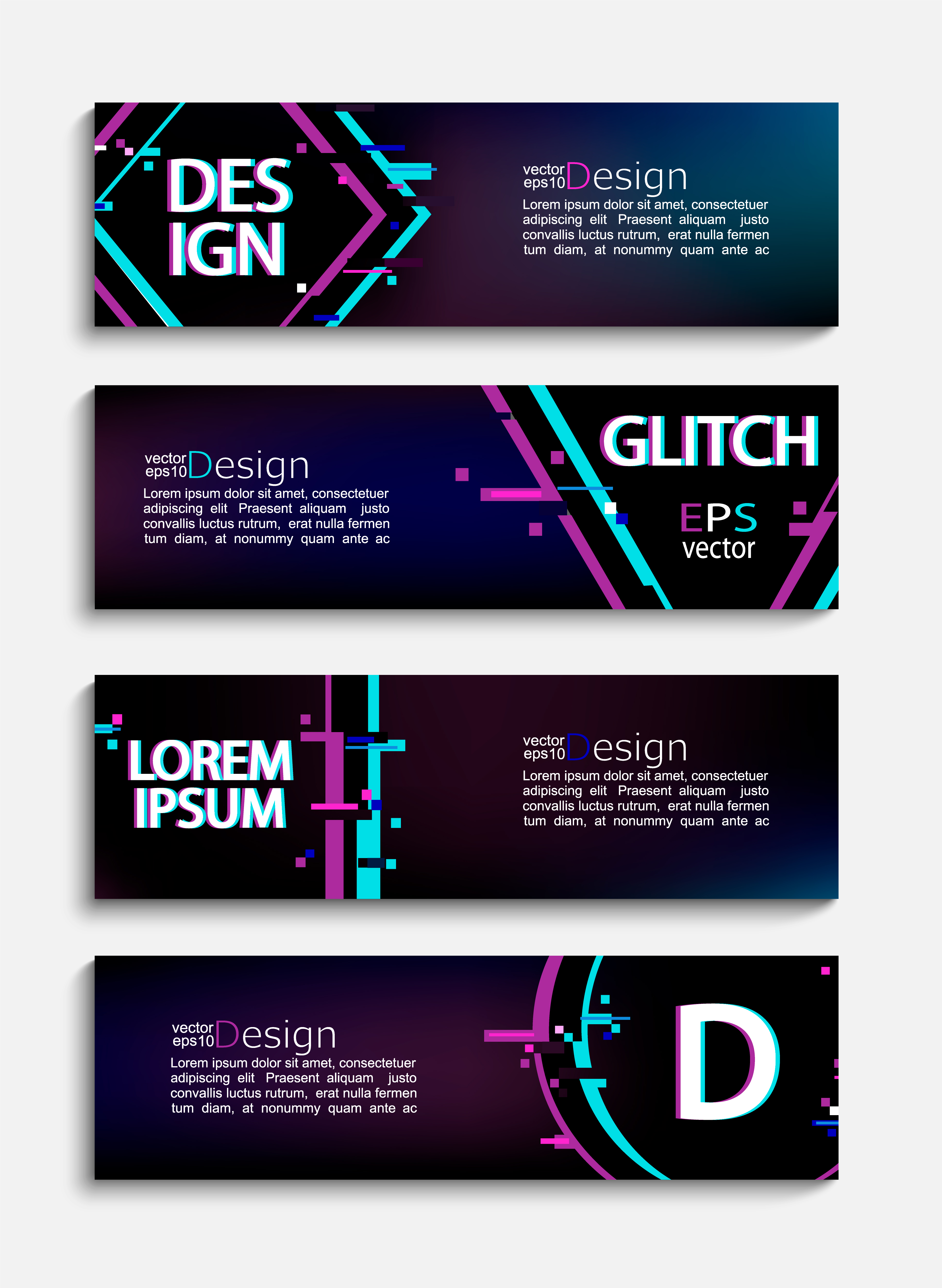 Set of modern banners and flyers with glitch style 330680 Vector Art at ...