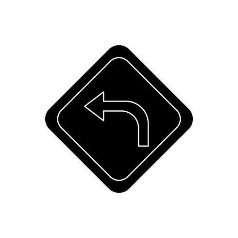 Left turn glyph black icon vector