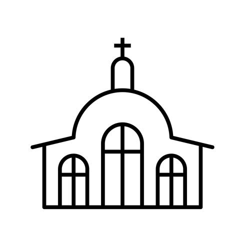 Church line black icon vector