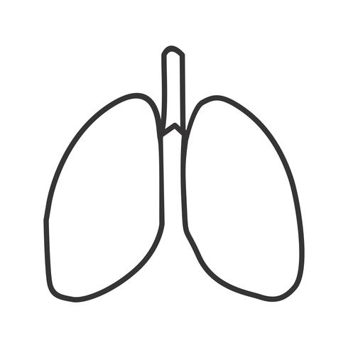 Lungs line black icon vector