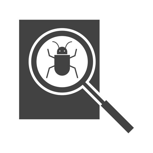 Buscar Bug glifo icono negro vector