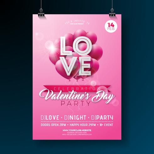 Valentines Day Party Flyer Design  vector