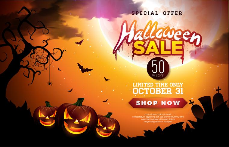 Ilustración de banner de venta de Halloween vector