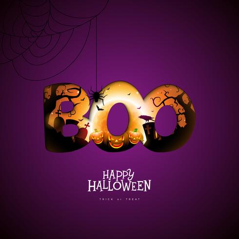 Boo, Happy Halloween design  vector