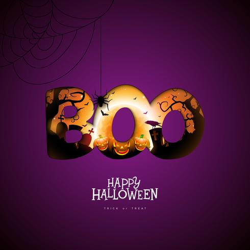 Boo, diseño feliz halloween vector