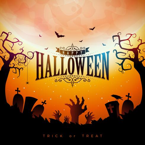 Ilustración de banner de halloween feliz vector