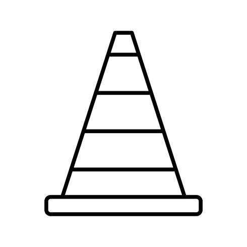 Construction cone line black icon vector