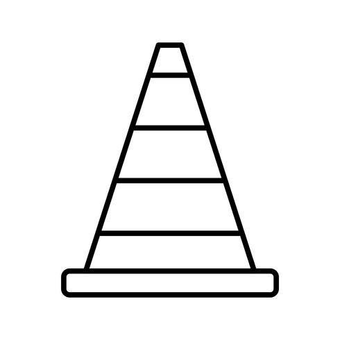 Construction cone line black icon vector