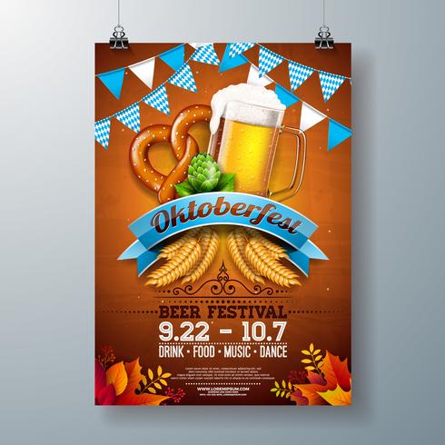 Ilustración del cartel de la fiesta Oktoberfest vector