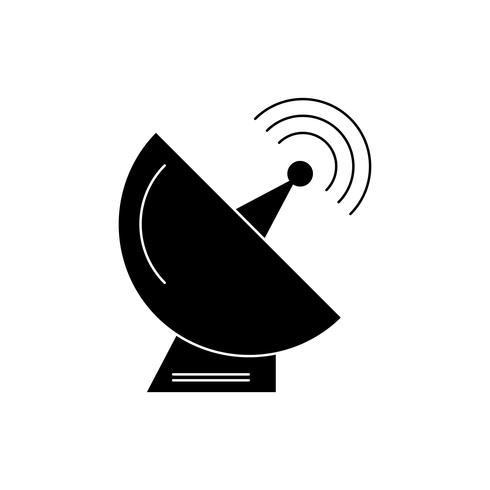 Icono de antena parabólica glifo negro vector