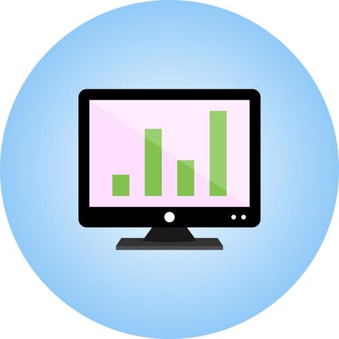 Analytics on screen flat multi color gradient icon vector