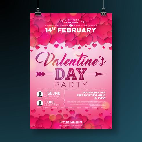 Valentines Day Party Flyer Illustration  vector