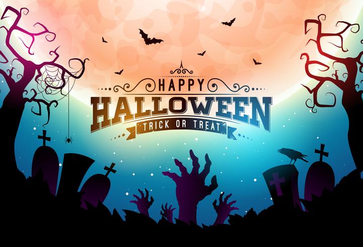 Ilustración de banner de halloween feliz vector