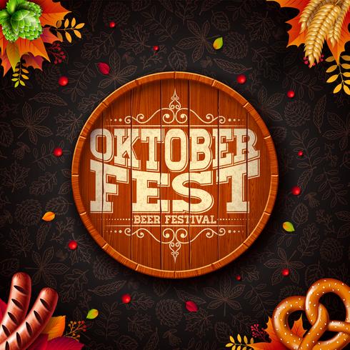 Ilustración del Oktoberfest con tipografía. vector