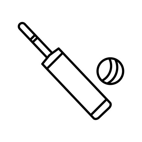 Bat and ball line black icon vector