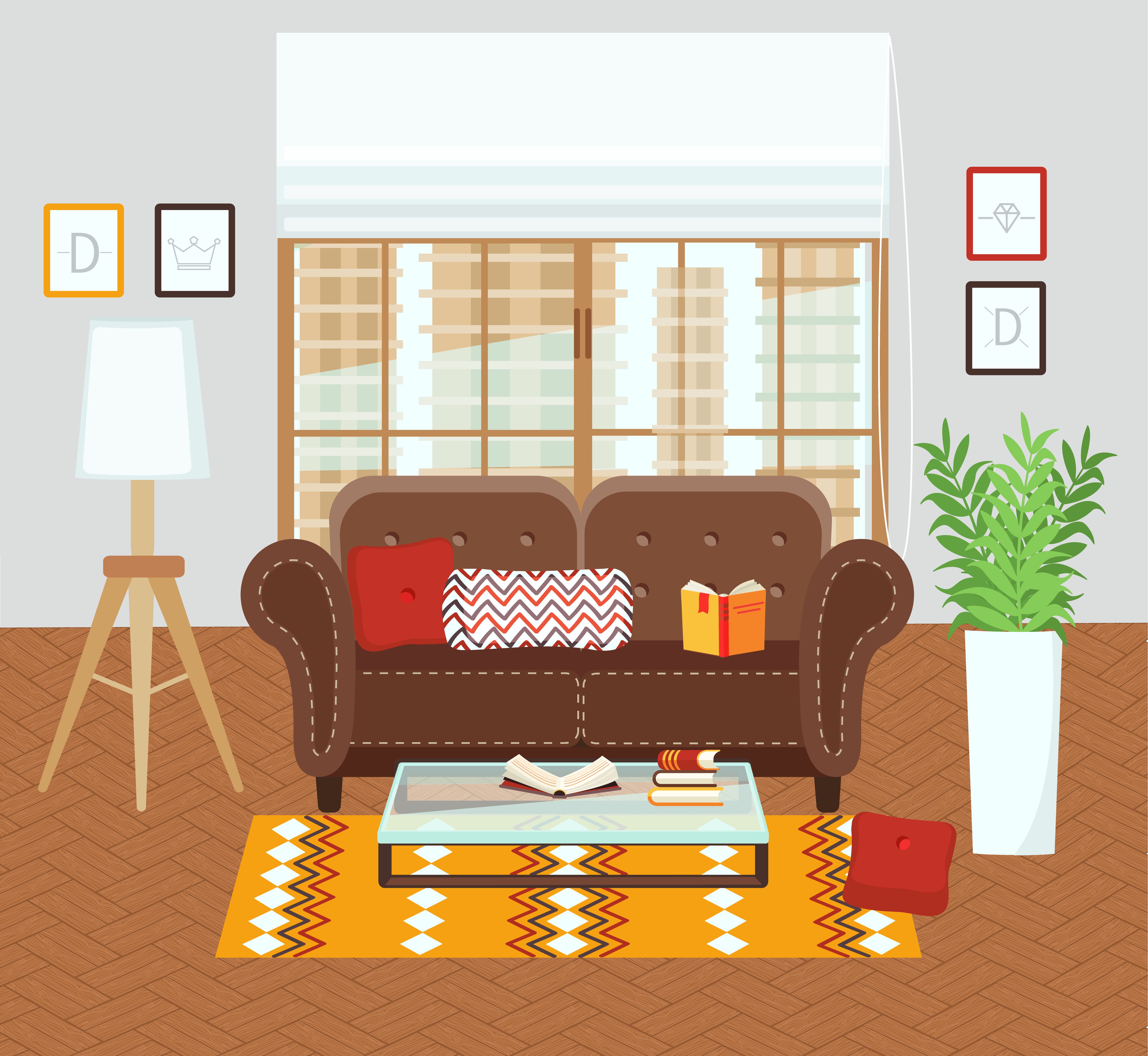 Download Interior of a living room. 331987 - Download Free Vectors ...