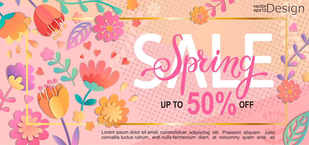 Folleto de venta de primavera, banner. vector