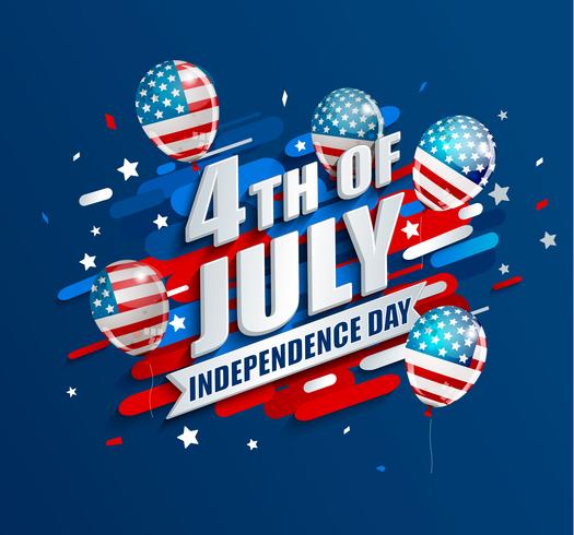 Banner with balloons for Independence day. vector