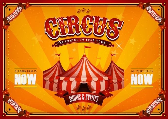Cartel del circo del vintage con la tapa grande vector
