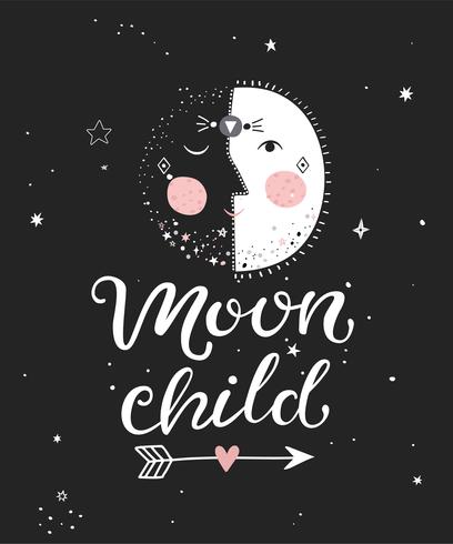 Moon child poster. vector