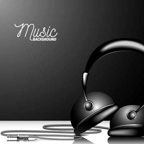 ilustración musical con auriculares vector