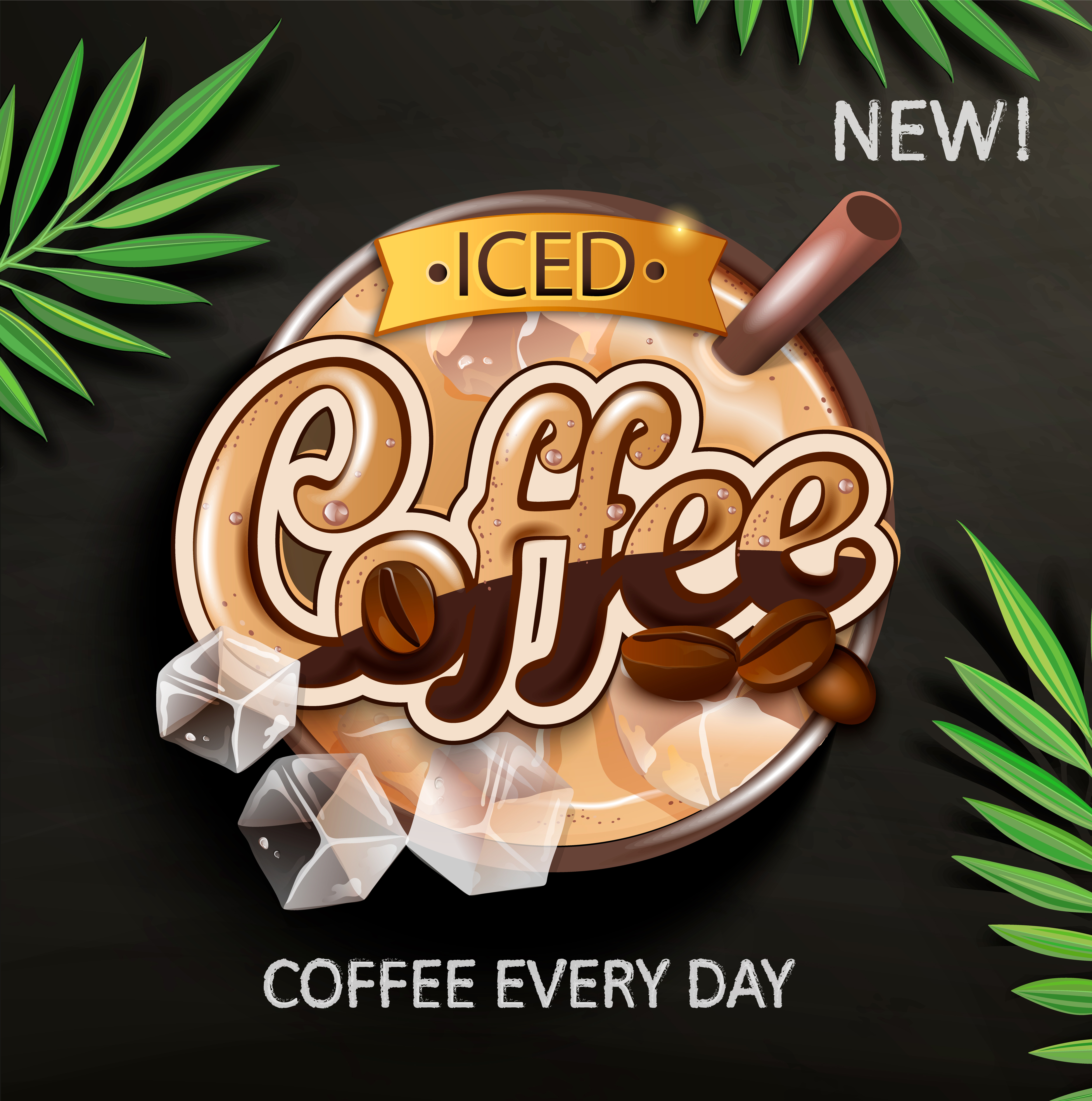 Download Symbol of iced coffee with iced cubes. - Download Free Vectors, Clipart Graphics & Vector Art