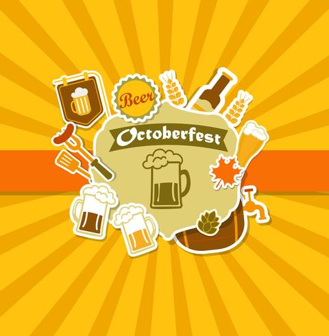 Cartel de la cervecería de la cerveza del vintage de Octoberfest. vector