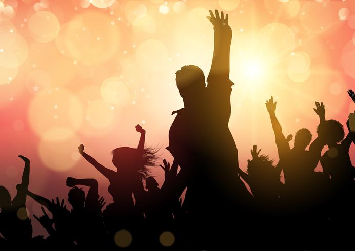 Party crowd on bokeh lights background  vector