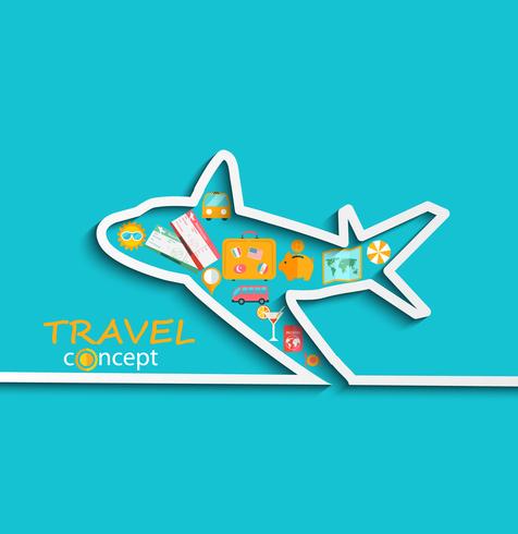 Concept of travelling by plane. vector