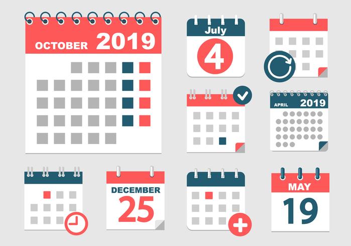 Conjunto de diferentes calendarios. vector